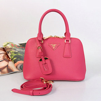 2014 Prada Saffiano Leather mini Two Handle Bag BN0826 rosered for sale